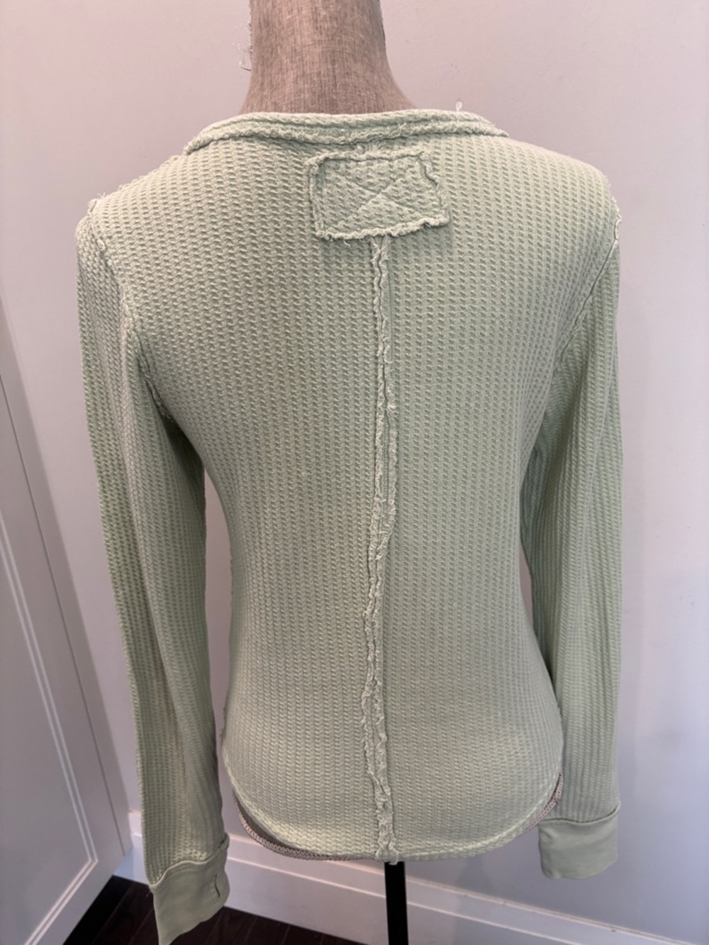 We The Free Green Thermal Thumb Hole Waffle Top Small - Picture 11 of 13